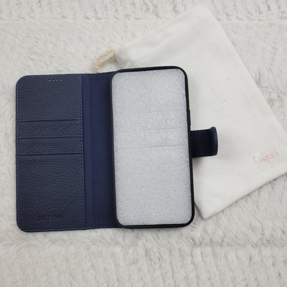 Portland Leather Goods Dark Navy Blue iPhone Wallet Case - Picture 2 of 7